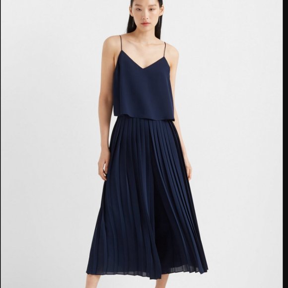 Club Monaco Pants - CLUB MONACO Pleated marine blue jumpsuit wide leg NWT womens 8